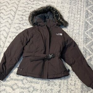 The North Face Women's Dark Brown Jacket with Fur Trim